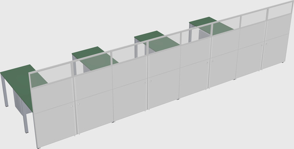 Shared l-shaped cubicle