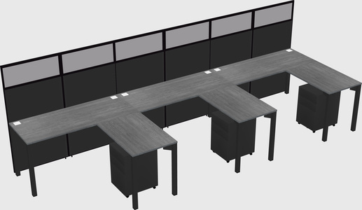 Shared l-shaped cubicle