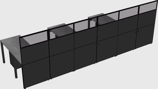 Shared l-shaped cubicle
