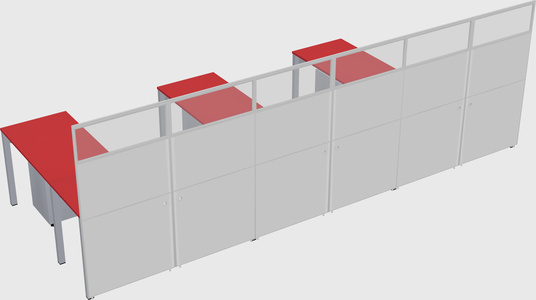 Shared l-shaped cubicle