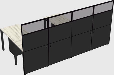 Shared l-shaped cubicle