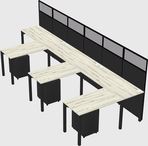 Shared l-shaped cubicle