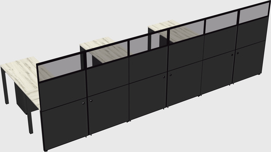 Shared l-shaped cubicle