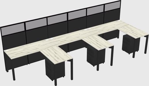 Shared l-shaped cubicle