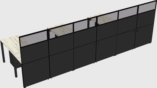 Shared l-shaped cubicle