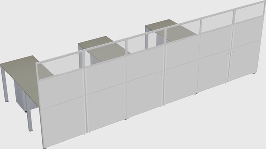 Shared l-shaped cubicle