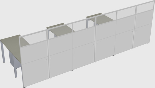 Shared l-shaped cubicle