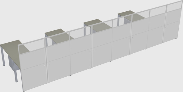 Shared l-shaped cubicle