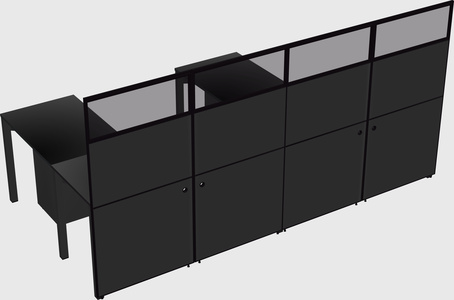 Shared l-shaped cubicle