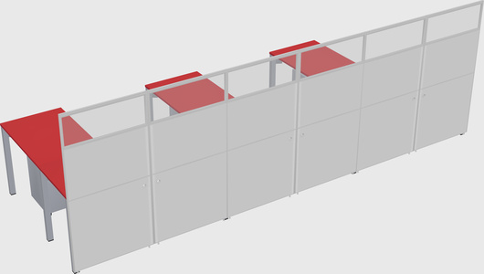 Shared l-shaped cubicle