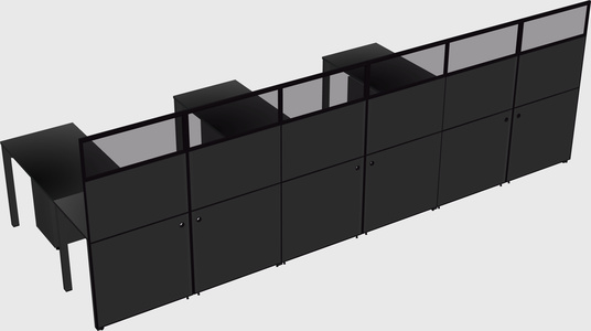 Shared l-shaped cubicle