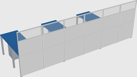 Shared l-shaped cubicle