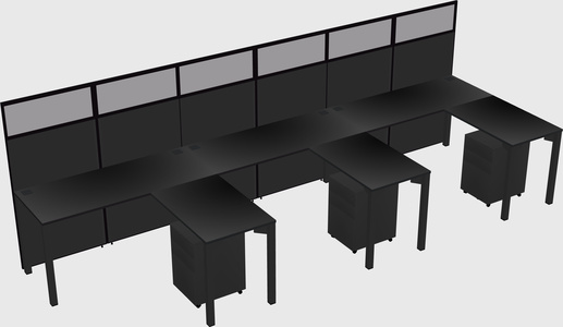 Shared l-shaped cubicle