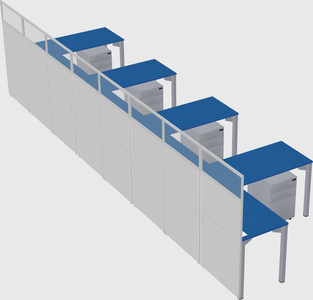 Shared l-shaped cubicle