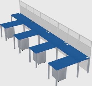 Shared l-shaped cubicle