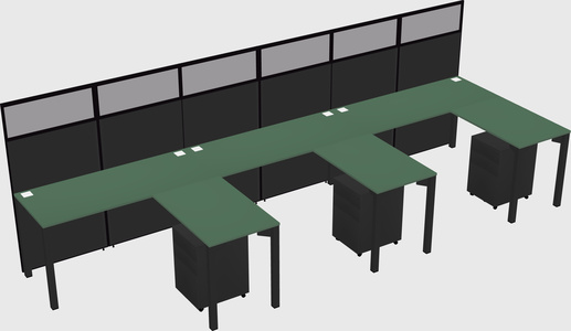 Shared l-shaped cubicle