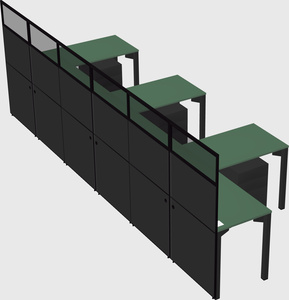Shared l-shaped cubicle
