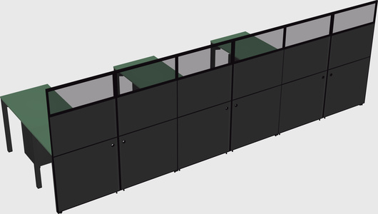 Shared l-shaped cubicle