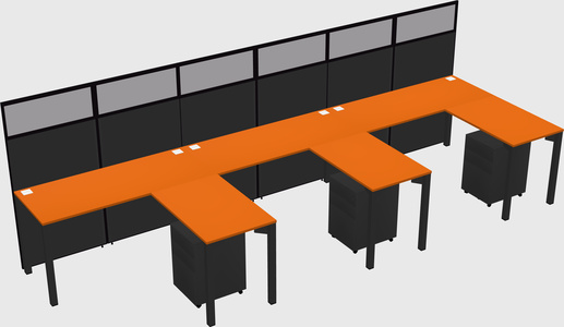Shared l-shaped cubicle