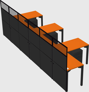 Shared l-shaped cubicle