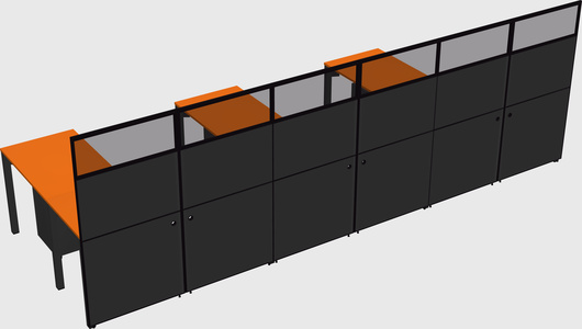 Shared l-shaped cubicle