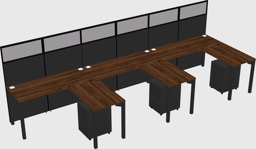 Shared l-shaped cubicle