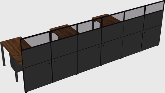 Shared l-shaped cubicle