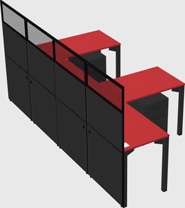 Shared l-shaped cubicle