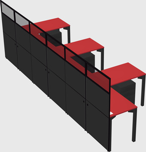 Shared l-shaped cubicle