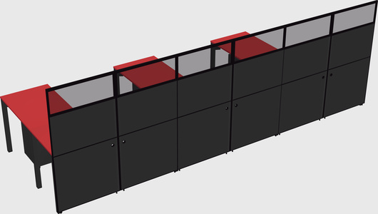 Shared l-shaped cubicle