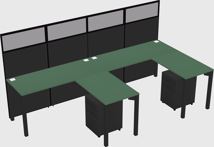 Shared l-shaped cubicle