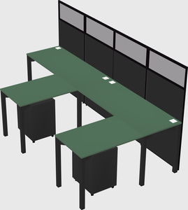 Shared l-shaped cubicle