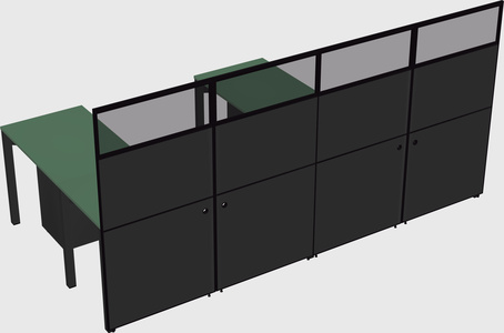 Shared l-shaped cubicle