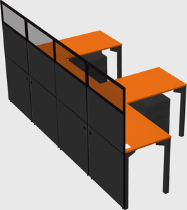 Shared l-shaped cubicle