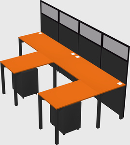 Shared l-shaped cubicle