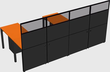 Shared l-shaped cubicle
