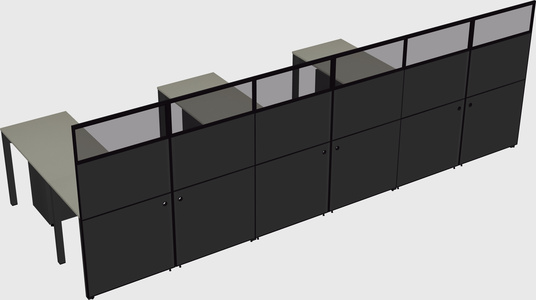 Shared l-shaped cubicle