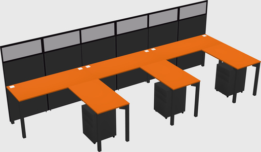 Shared l-shaped cubicle