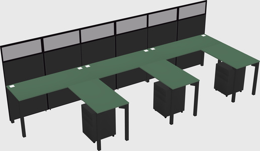 Shared l-shaped cubicle