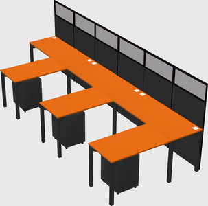 Shared l-shaped cubicle