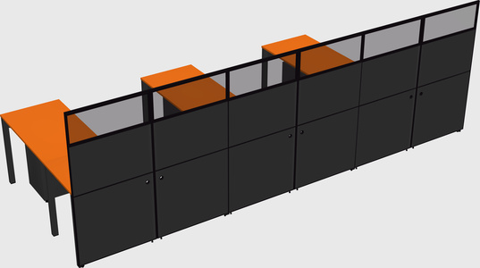 Shared l-shaped cubicle