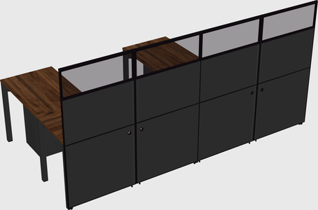 Shared l-shaped cubicle