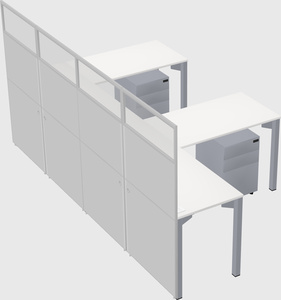 Shared l-shaped cubicle