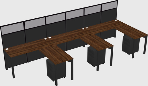 Shared l-shaped cubicle