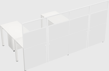 Shared l-shaped cubicle