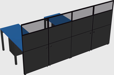 Shared l-shaped cubicle