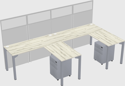 Shared l-shaped cubicle