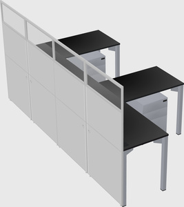Shared l-shaped cubicle