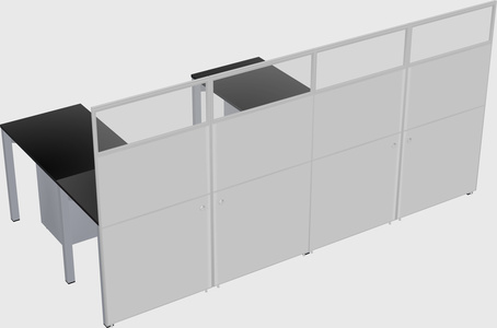 Shared l-shaped cubicle