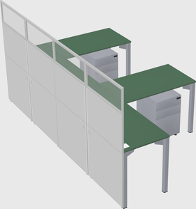 Shared l-shaped cubicle